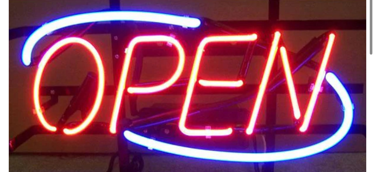 OPEN BLUE BORDER NEON SIGN