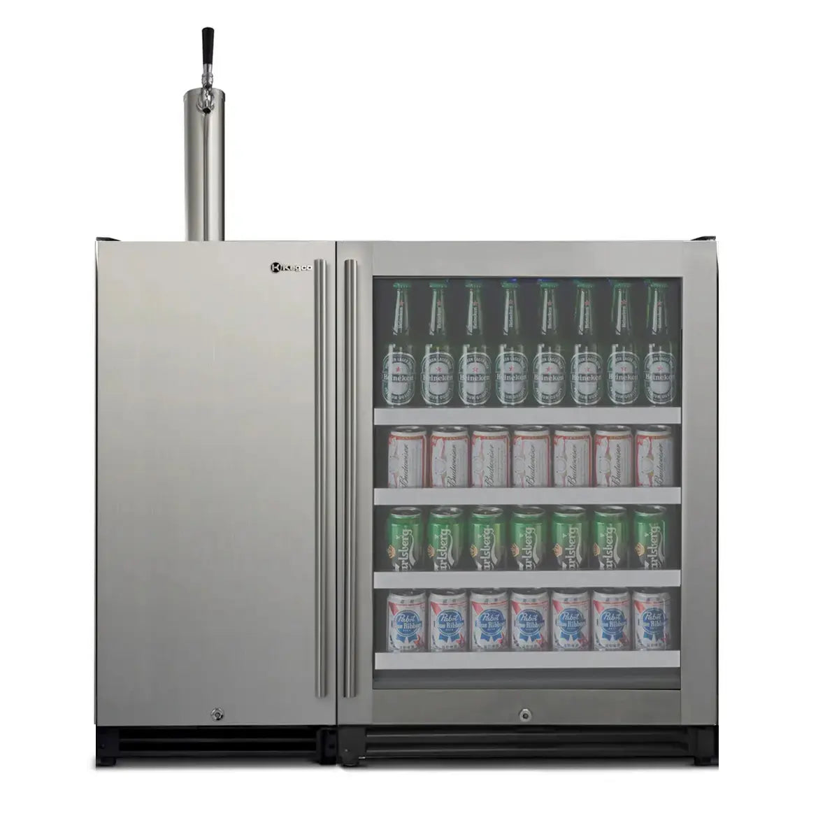 Kegco Side-by-Side 24" Wide Beverage Center and 15" Wide Single Tap Kegerator