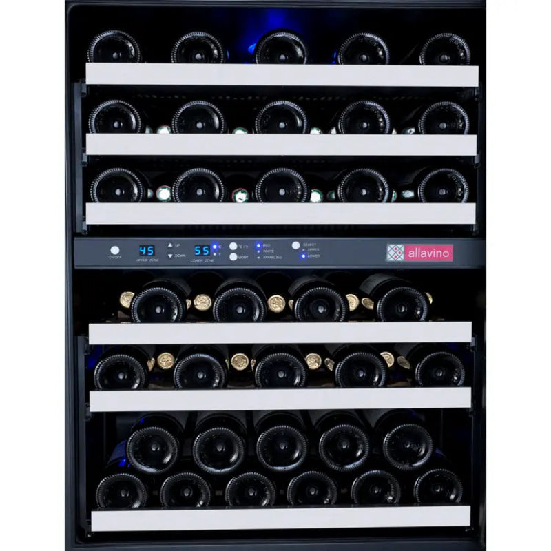 Allavino FlexCount Series 56 Bottle Dual Zone Built-In Wine Refrigerator with Stainless Steel Door