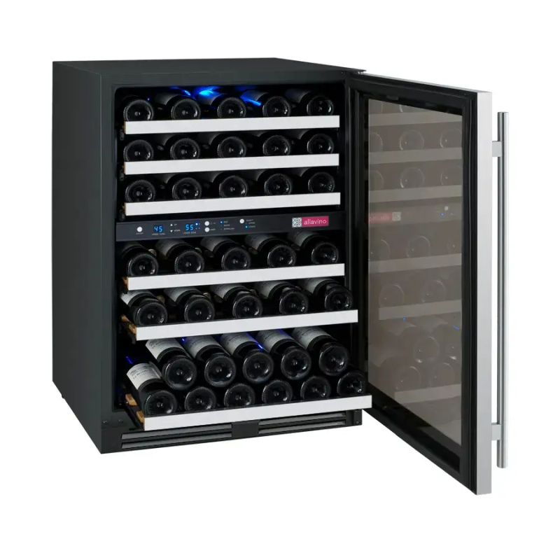 Allavino FlexCount Series 56 Bottle Dual Zone Built-In Wine Refrigerator with Stainless Steel Door