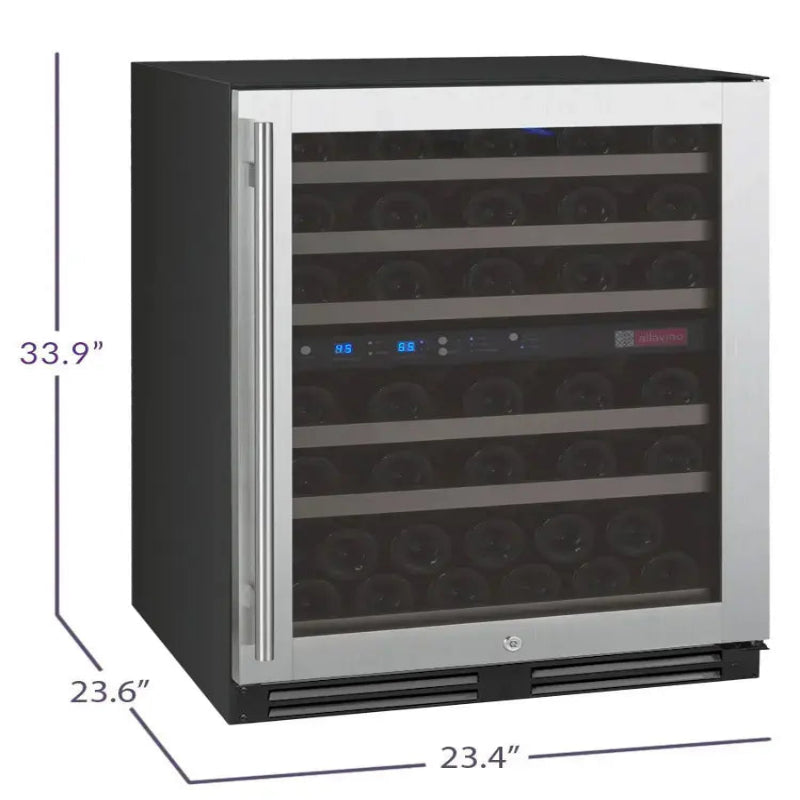 Allavino FlexCount Series 56 Bottle Dual Zone Built-In Wine Refrigerator with Stainless Steel Door