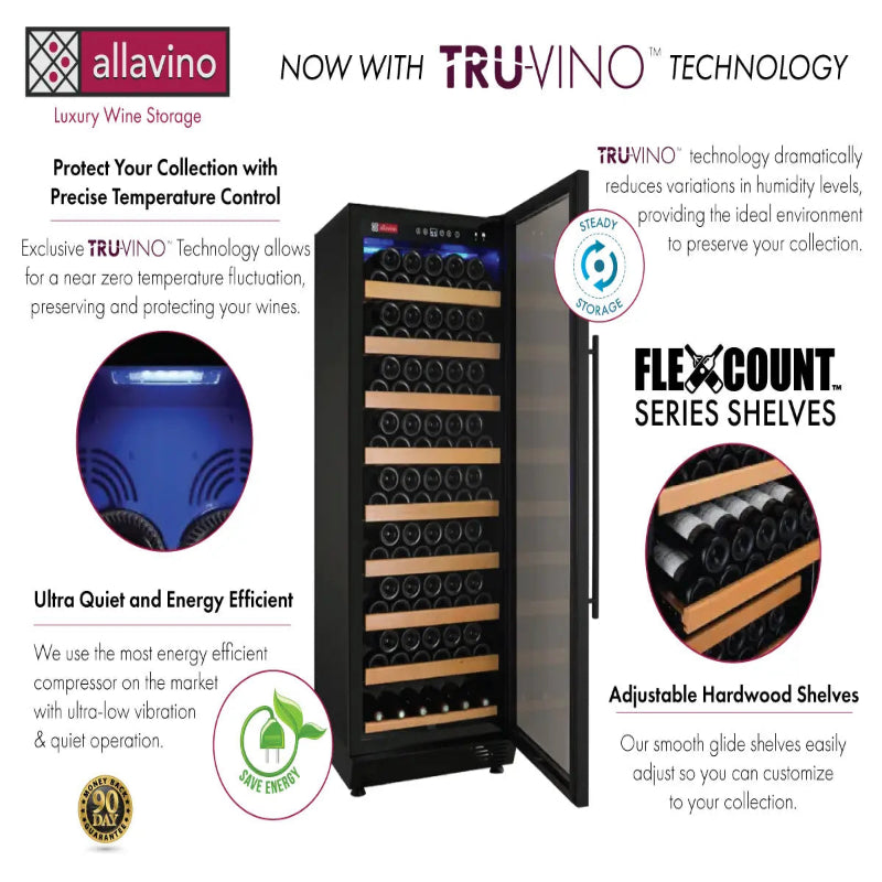Allavino Vite Series 99 Bottle Freestanding Wine Cooler Refrigerator - Right Hinge