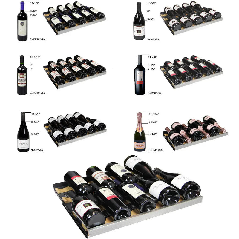Allavino FlexCount Series 56 Bottle Dual Zone Built-In Wine Refrigerator with Stainless Steel Door
